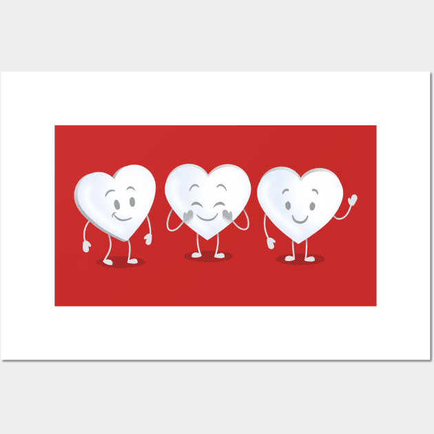 White Cheerful Valentines Day Hearts Wall Art by 513KellySt